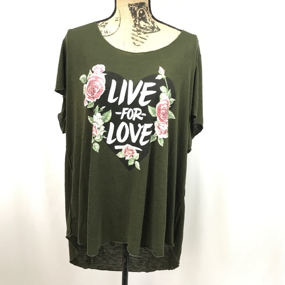 torrid Tops - Torrid Olive Live for Love Graphic Tee 3X